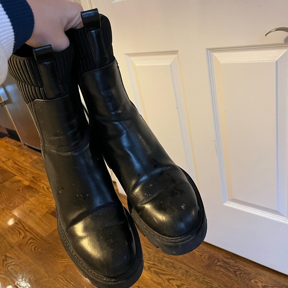 Zara Track Sole Black Sock Boot - Picture 3 of 4